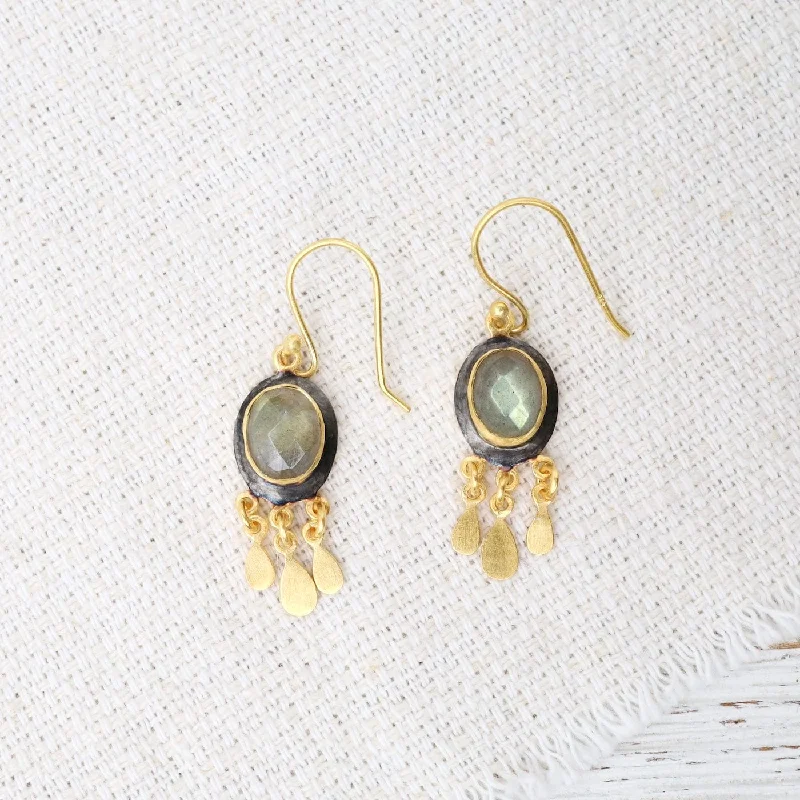 Two Tone Labradorite Tier Earrings