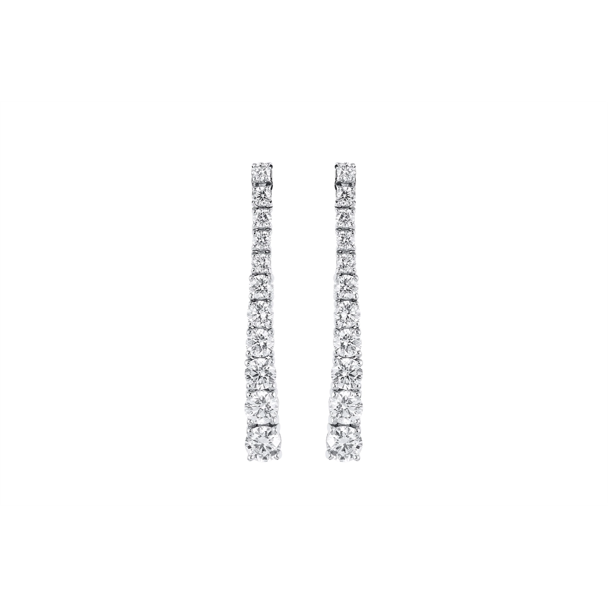 14K White Gold Gradual Diamond Dangle Earrings