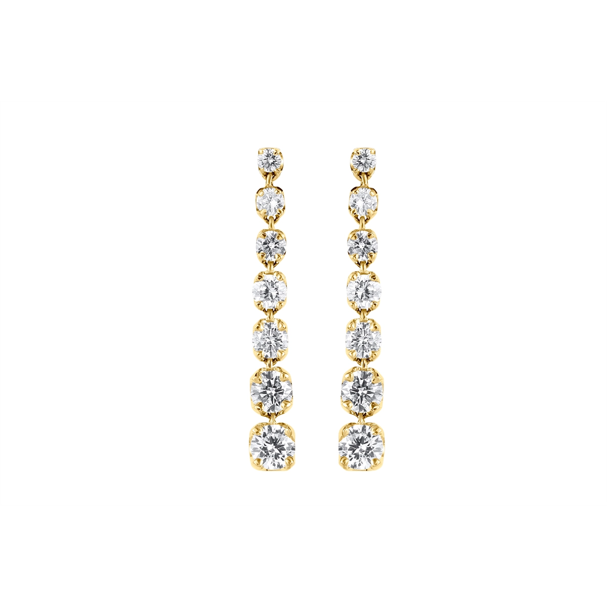 14K Yellow Gold Gradual Diamond Dangle Earrings