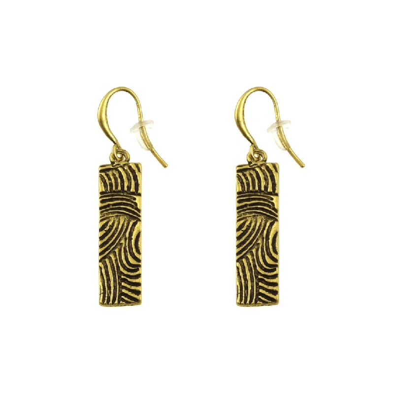 Etched Gold Bar Earrings