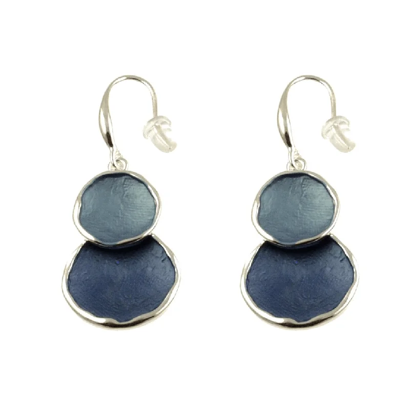 Blue Double Circle Earrings