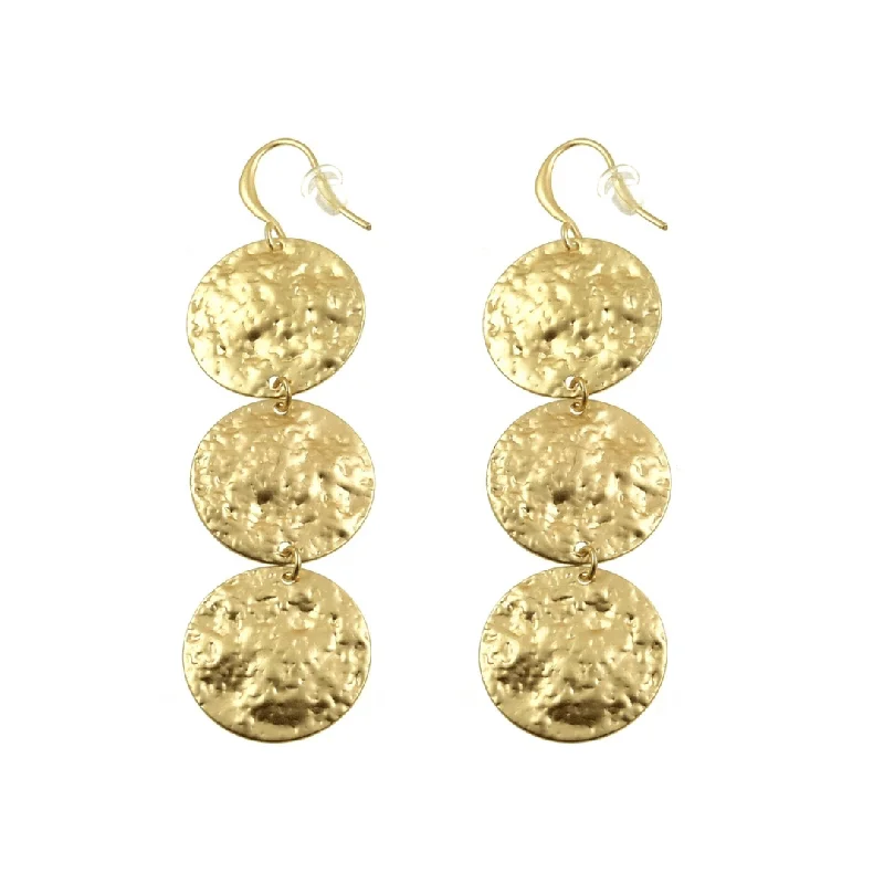 Triple Gold Coin Earrings