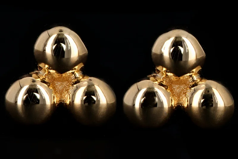 New 14K Yellow Gold Bead Cluster Earrings