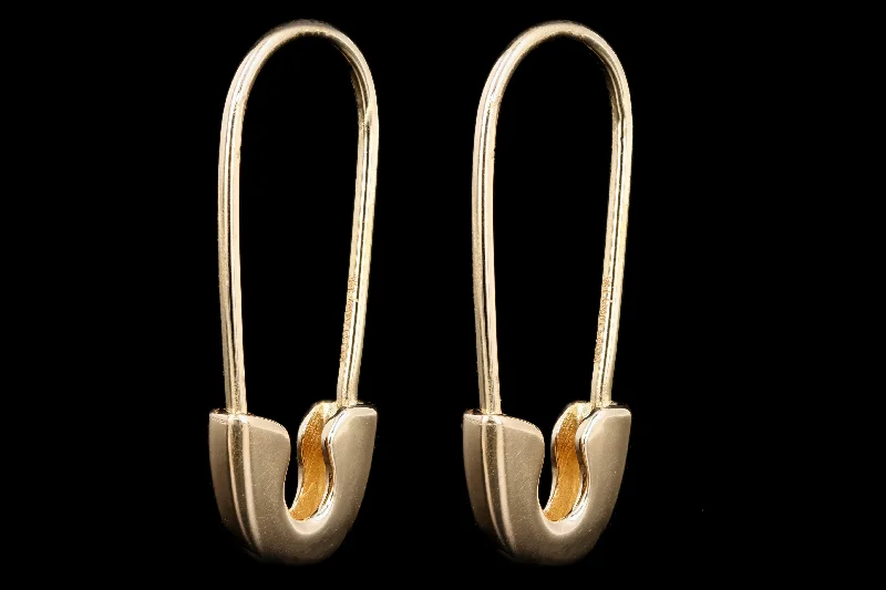 New 14K Yellow Gold Safety Pin Earrings