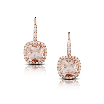 Doves 18K Rose Gold Diamond Earrings with Morganite