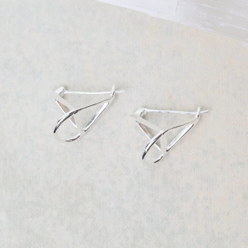 Sterling Silver 3D Triangle Earrings