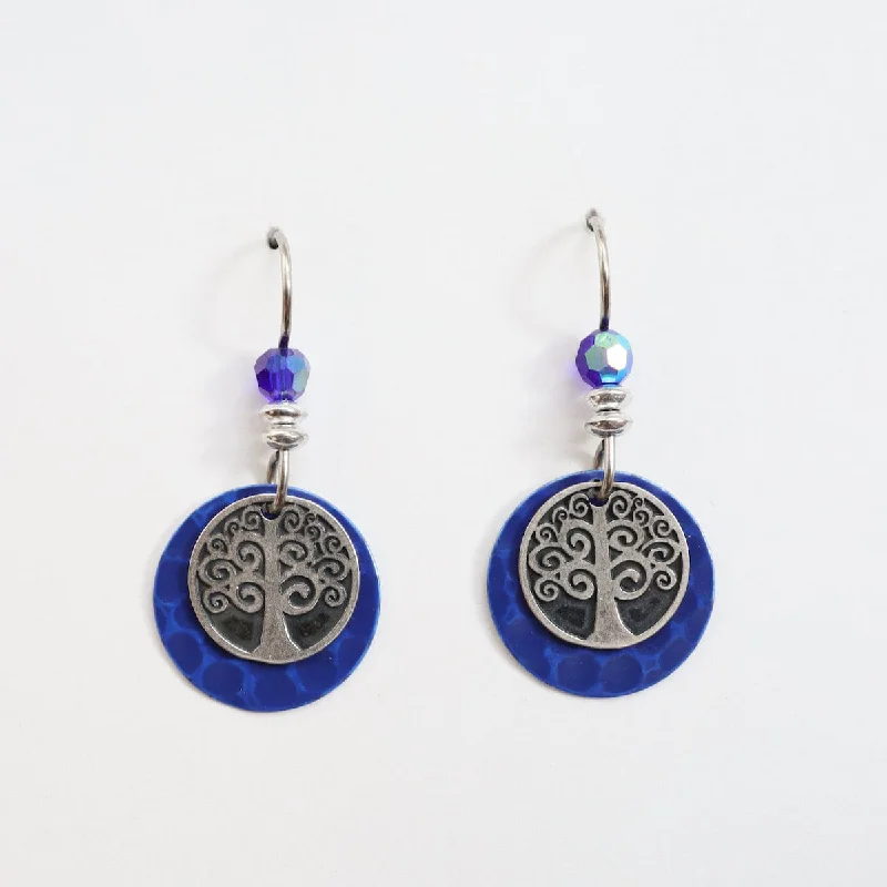 Blue Small Tree of Life Earrings