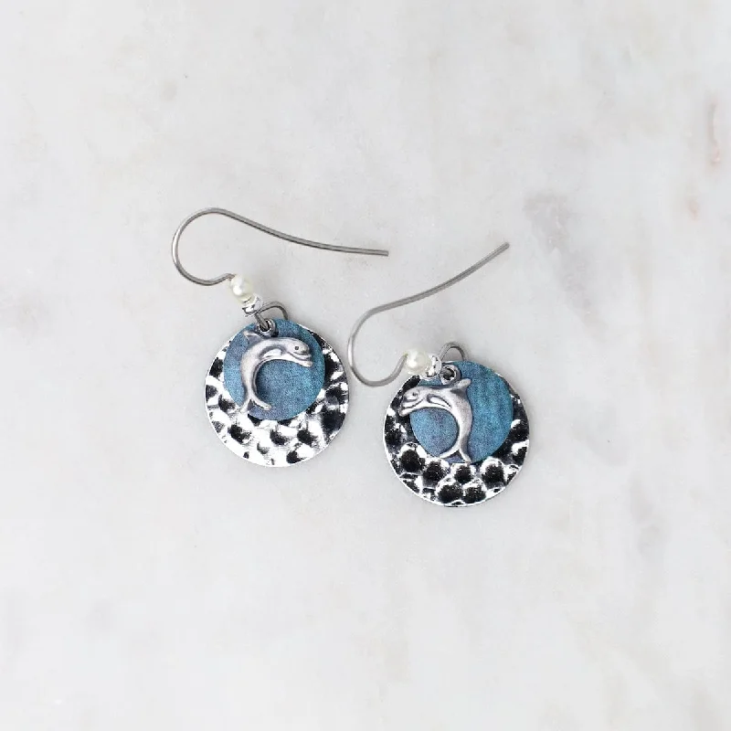 Deep Sea Blue Dolphin Earrings