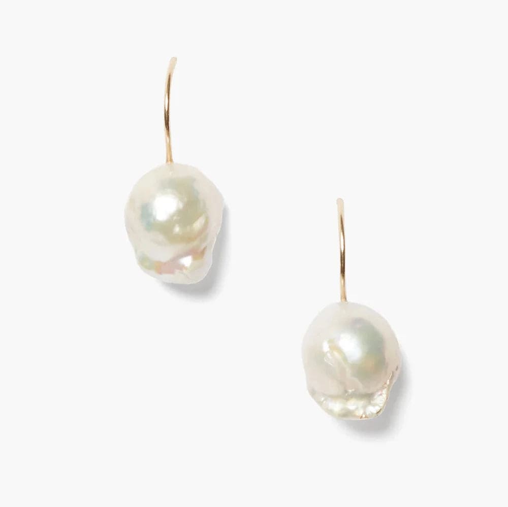 14k Baroque White Pearl Earrings