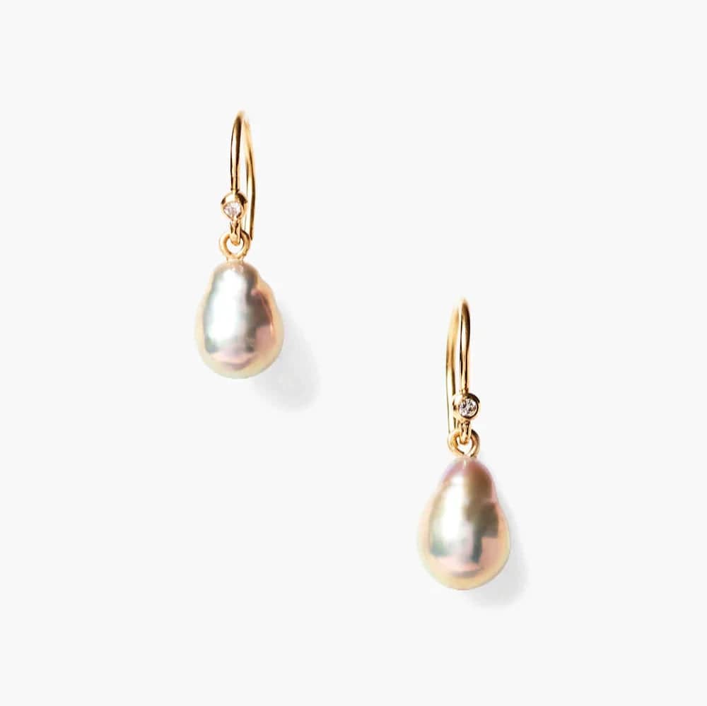 14k Edison Grey Pearl Earrings