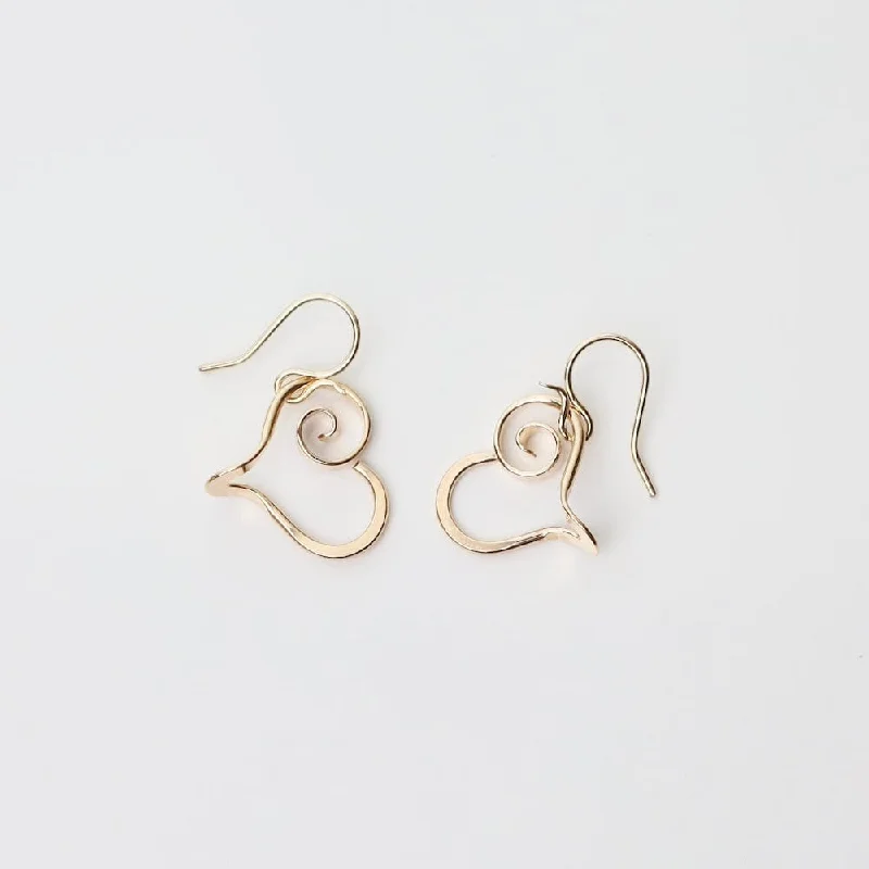 Gold Filled Scrolled Heart Earrings