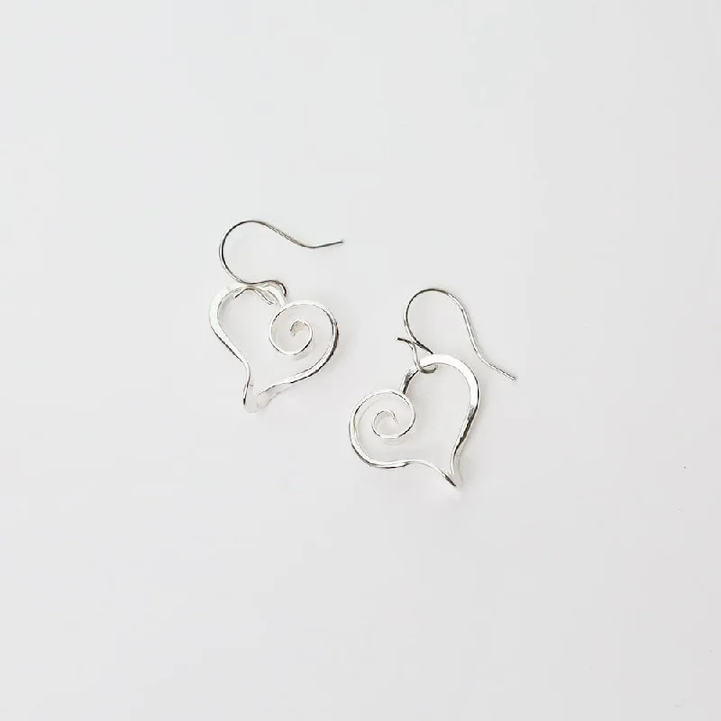 Sterling Silver Scrolled Heart Earrings