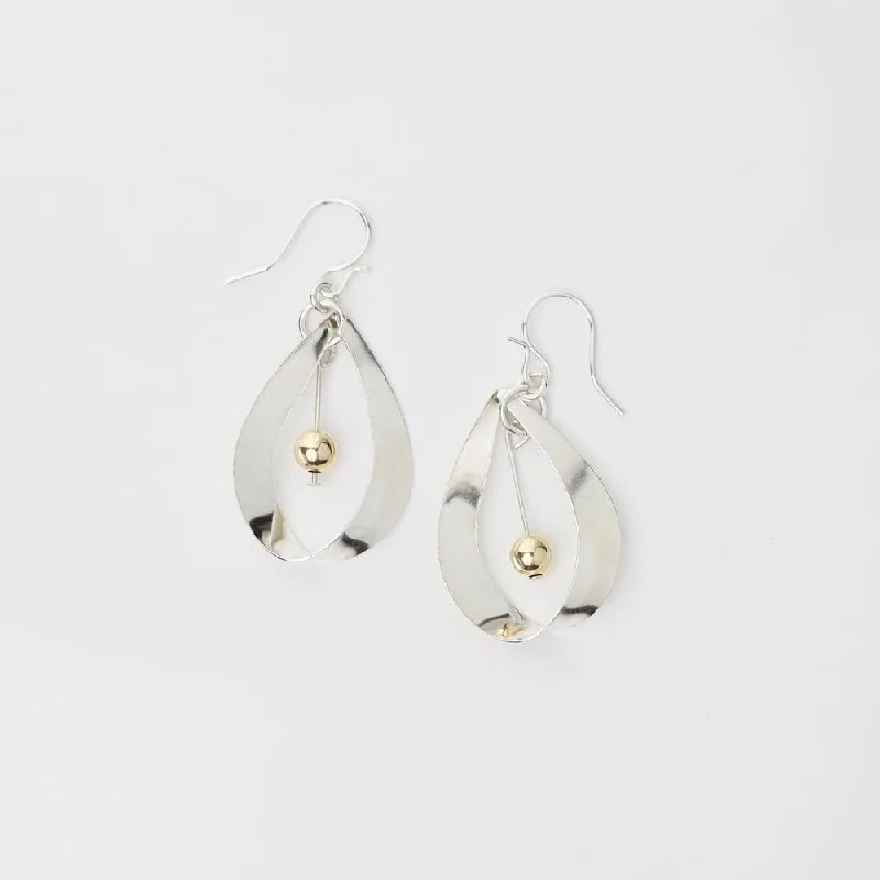 Sterling Silver Ribbon Encased Gold Filled Bead Earrings