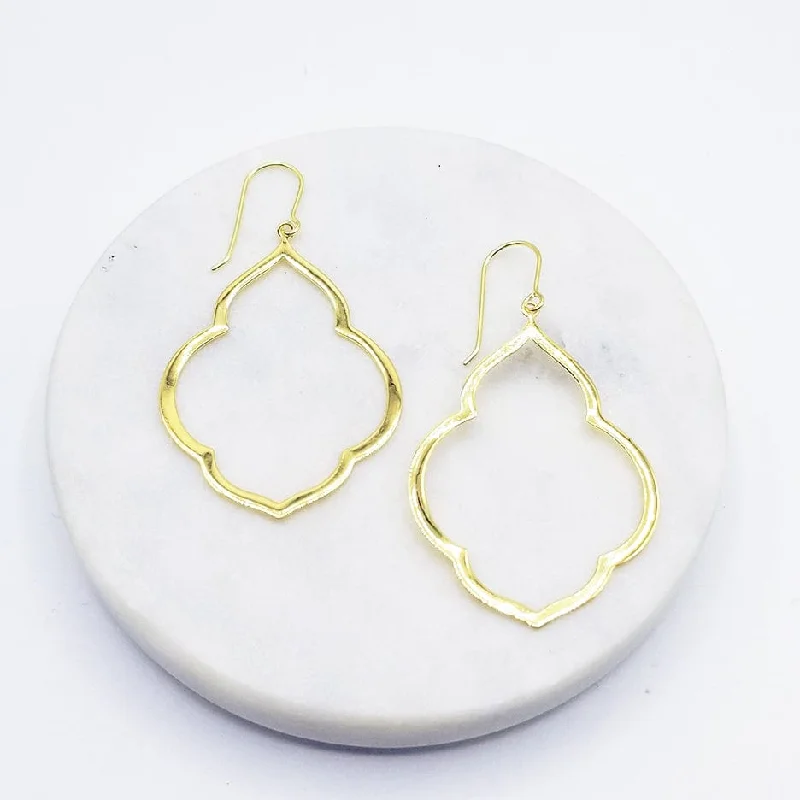 Large Persian Window Earrings in Polished Gold Vermeil