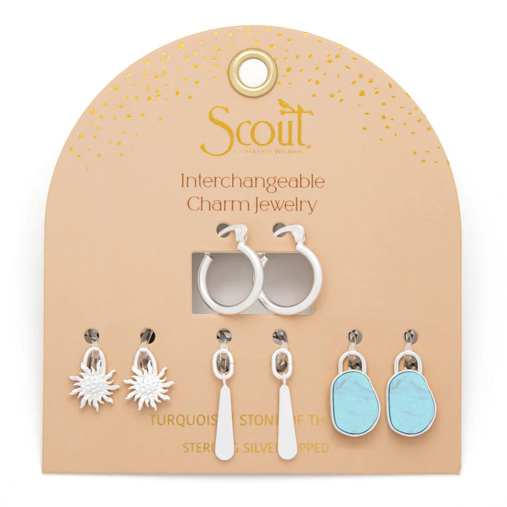 Interchangeable Charm Earrings with Turquoise Stone of the Sky