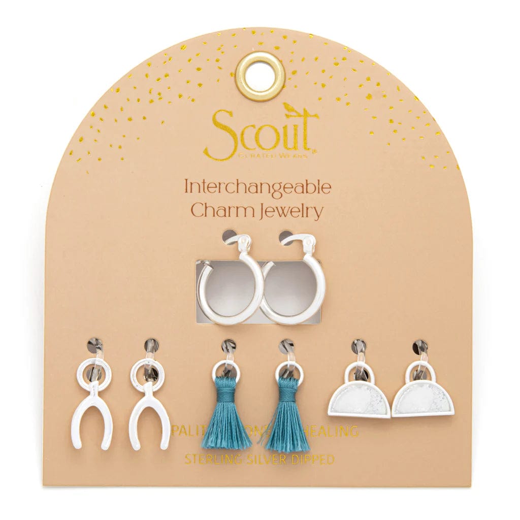 Interchangeable Charm Earrings with Healing Opalite