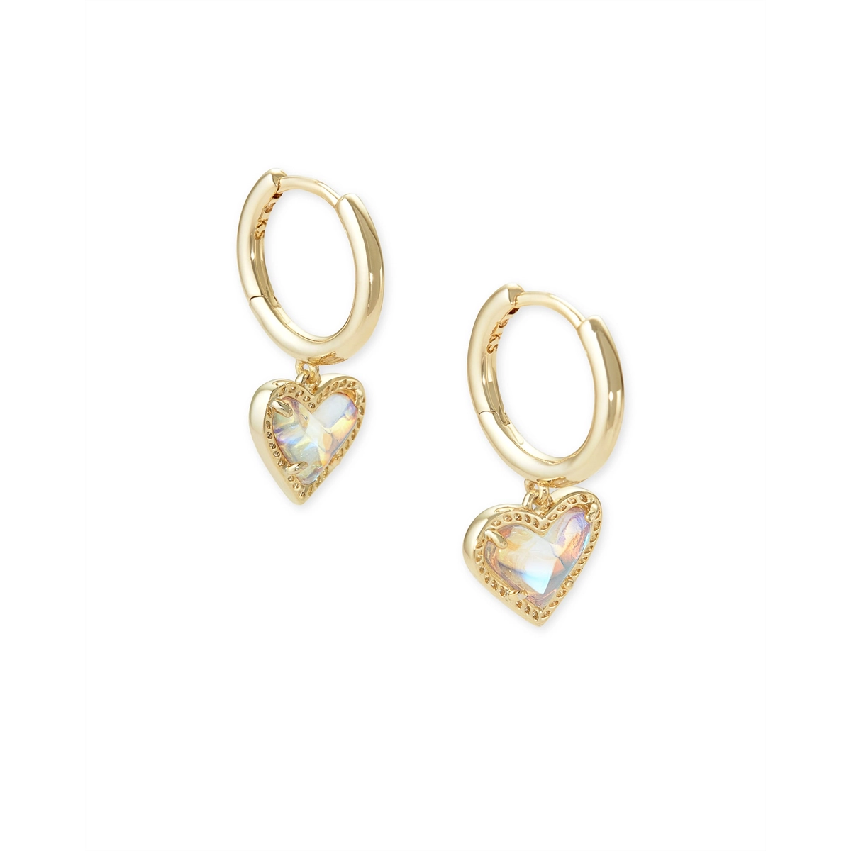 Kendra Scott Ari Heart Huggie Earrings in Gold with Dichroic Glass