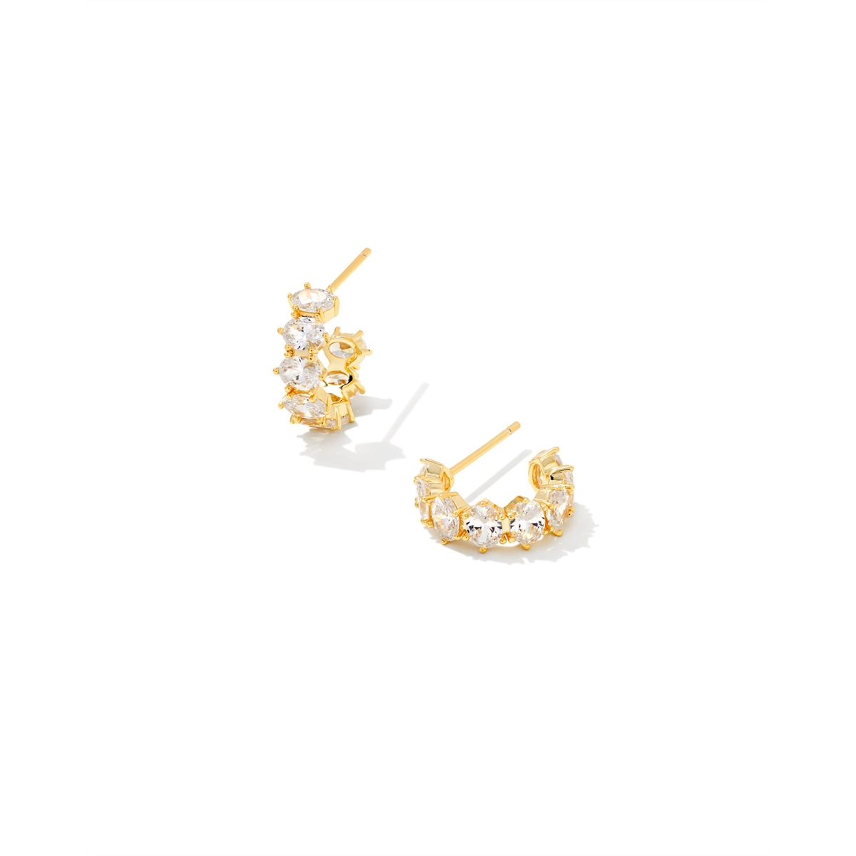 Kendra Scott Cailin Crystal Huggie Earrings in Gold With White CZ