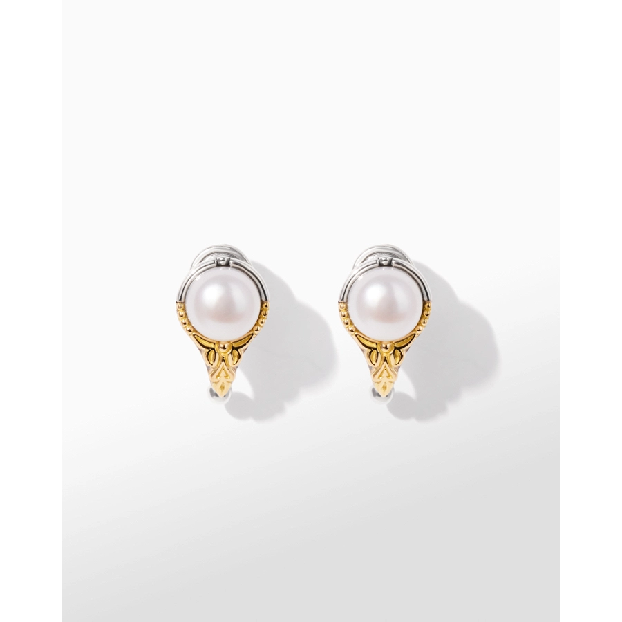 Konstantino Muse Collection Silver and Gold Pearl Earrings