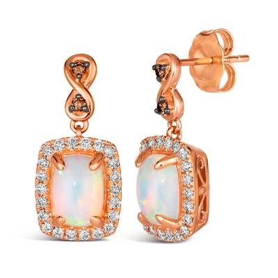 Le Vian 14K Strawberry Gold Neopolitan Opal and Vanilla and Chocolate Diamond Dangle Earrings