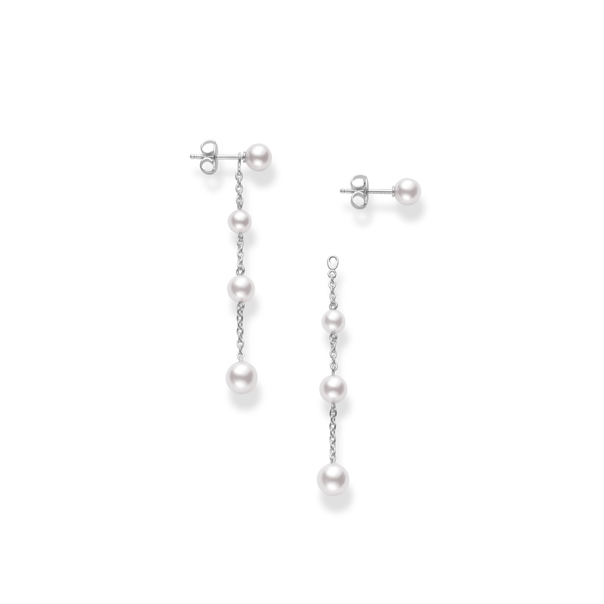 Mikimoto 18K White Gold Cultured Akoya Pearl Dangle Earrings