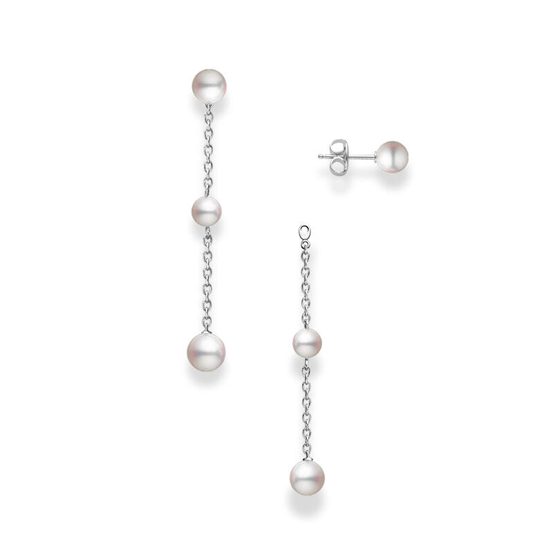 Mikimoto 18K White Gold Cultured Akoya Pearl Earrings