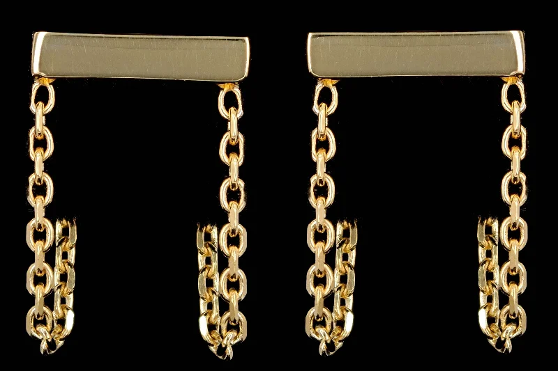 New 14K Yellow Gold Chain Huggie Earrings