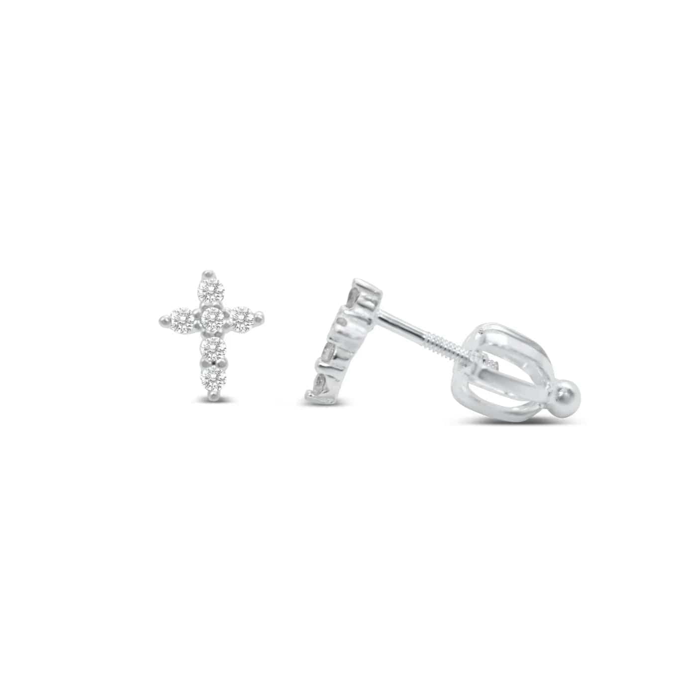 Silver Prong Cross Earrings