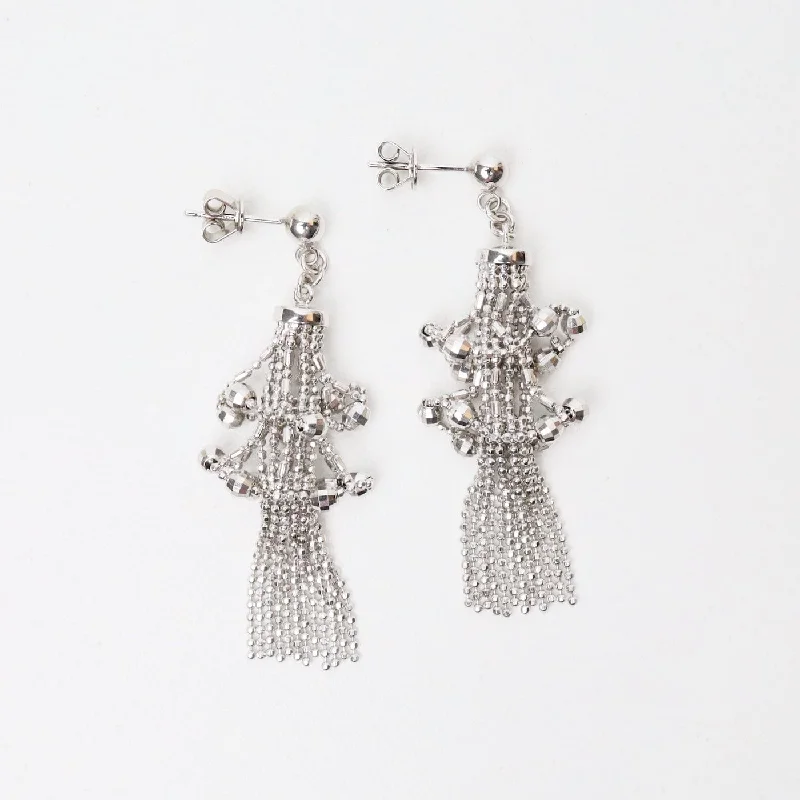 Sterling Silver Woven Lace Double Lantern Earrings