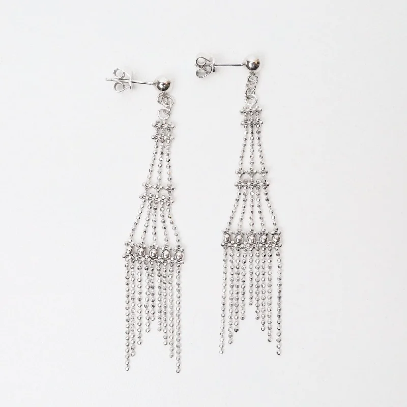 Sterling Silver Woven Dancing Curtain Earrings