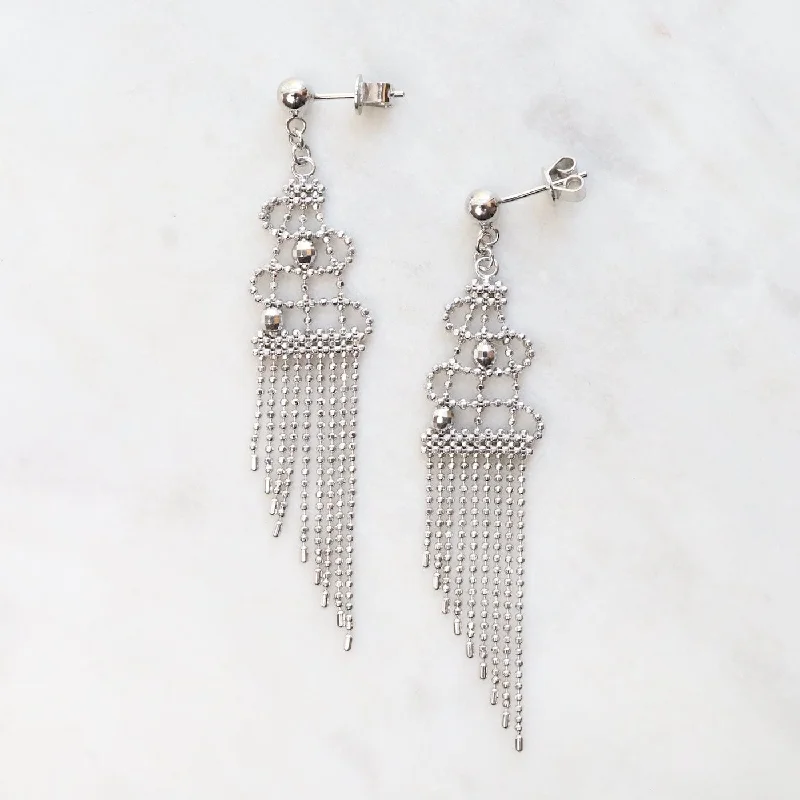 Sterling Silver Woven Drape with Dangles Earrings