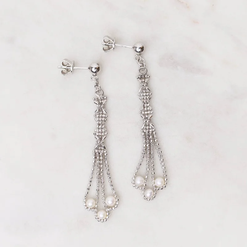 Sterling Silver Helix with 3 Pearl Earrings