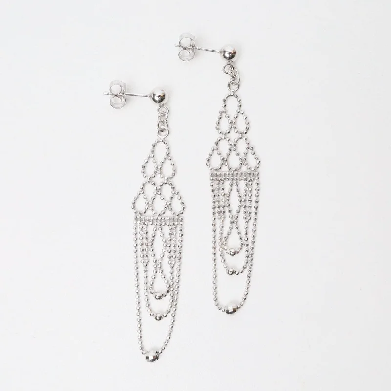 Sterling Silver Woven Loops Fringe Earrings