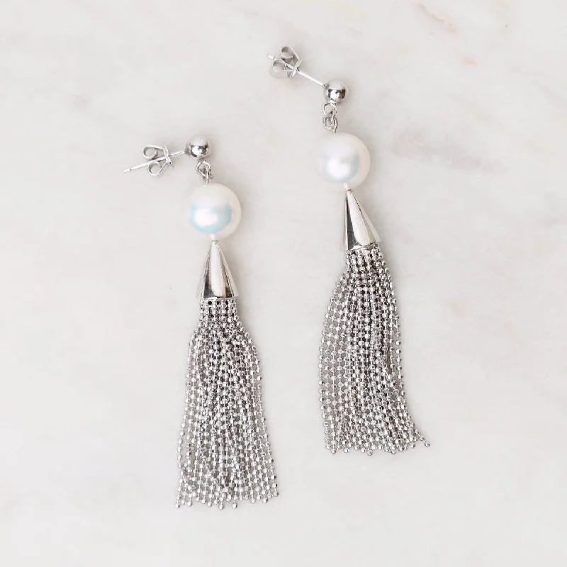 Sterling Pearl with Tassle Earrings