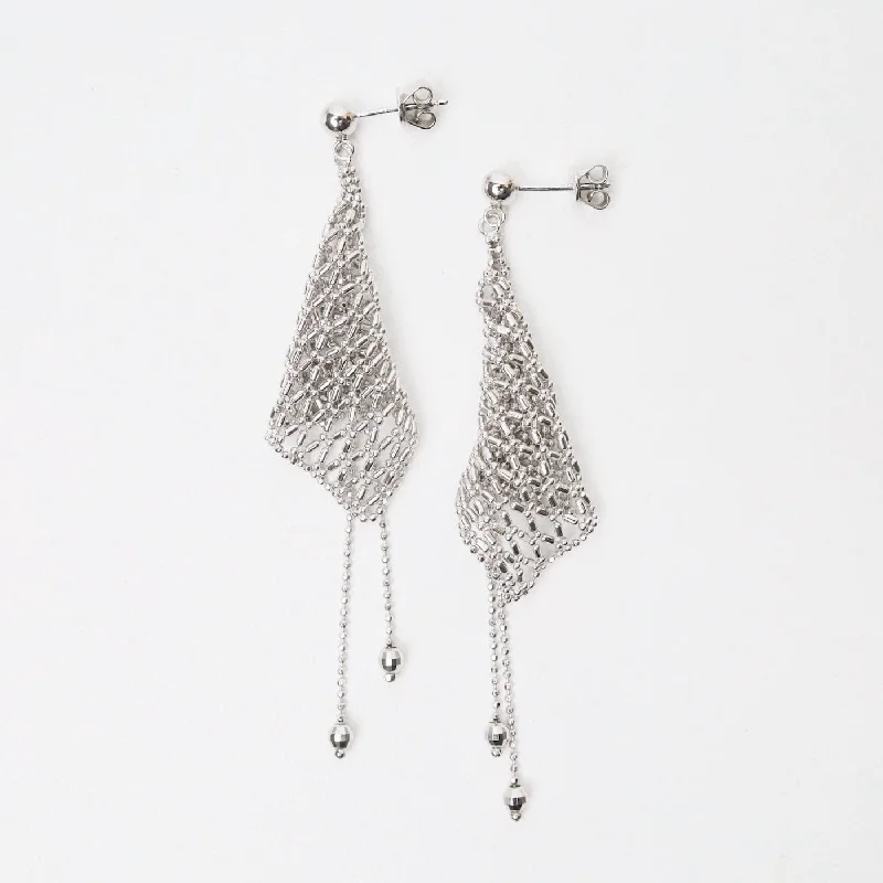 Sterling Silver Woven Lace Trumpet Earrings