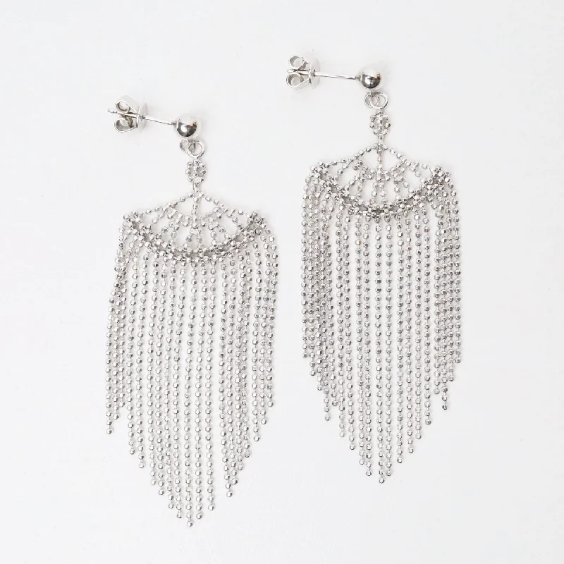 Sterling Silver Woven Lace Fan Earrings