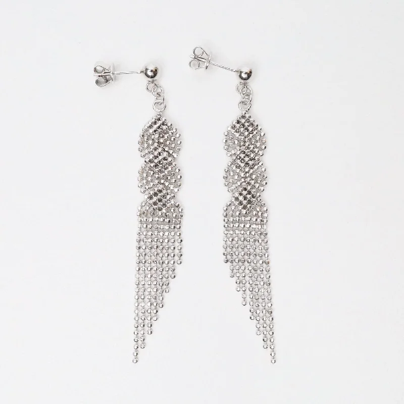 Sterling Silver Woven Twist Fringe Earrings