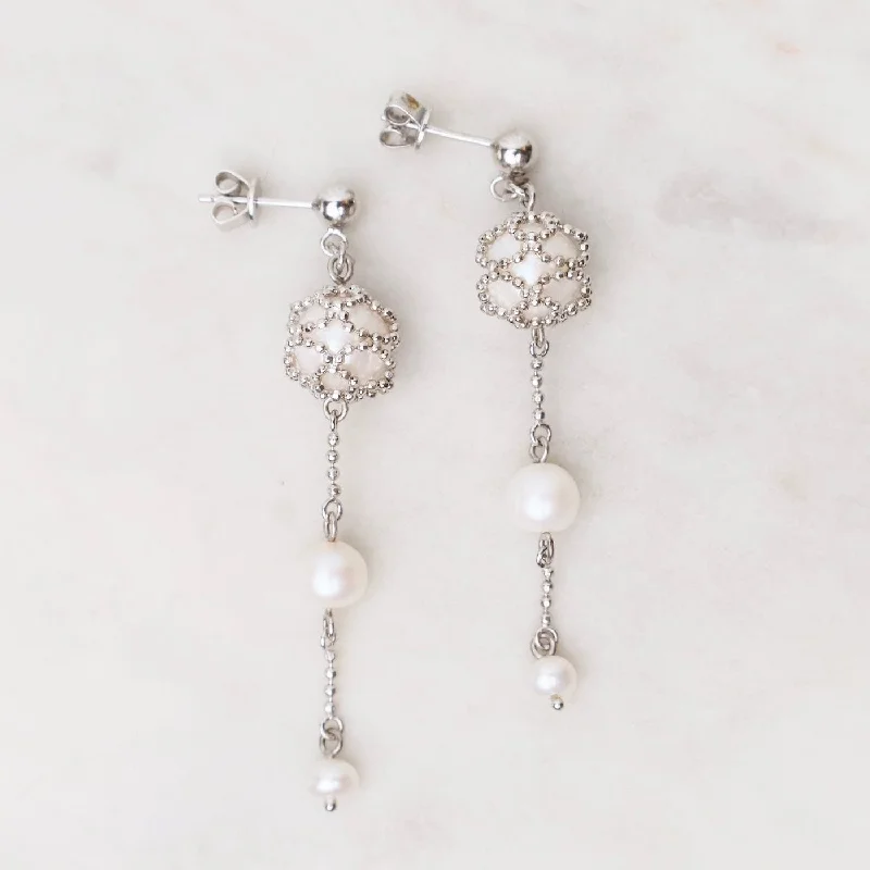 Sterling Captured Pearl with 2 Pearl Earrings