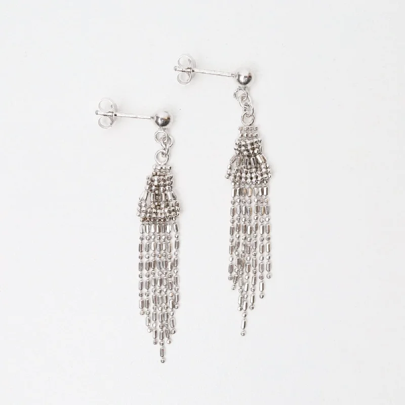 Sterling Silver Woven with Dangles Earrings