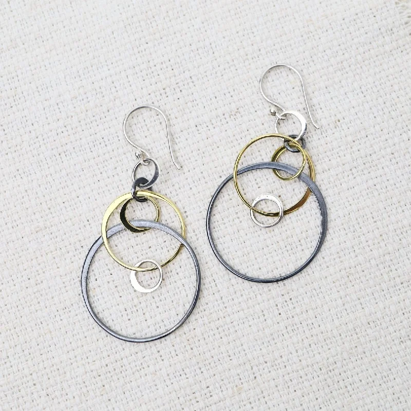 Mixed Metal Floating Circle Earrings