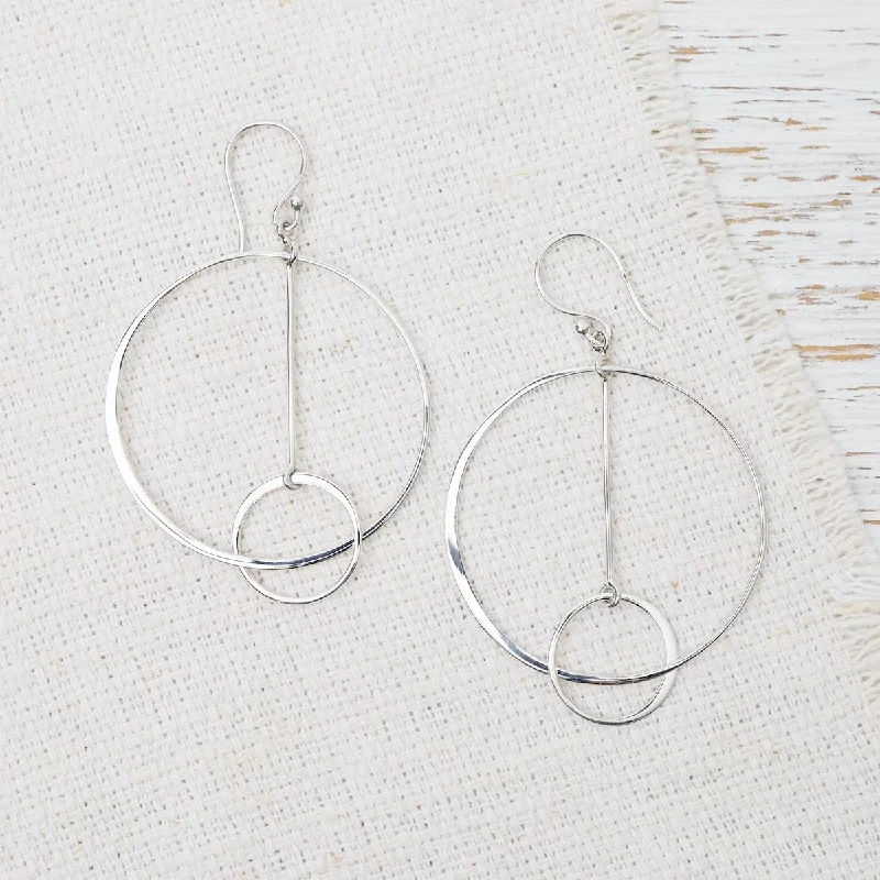 Floating Circle and Bar Earrings