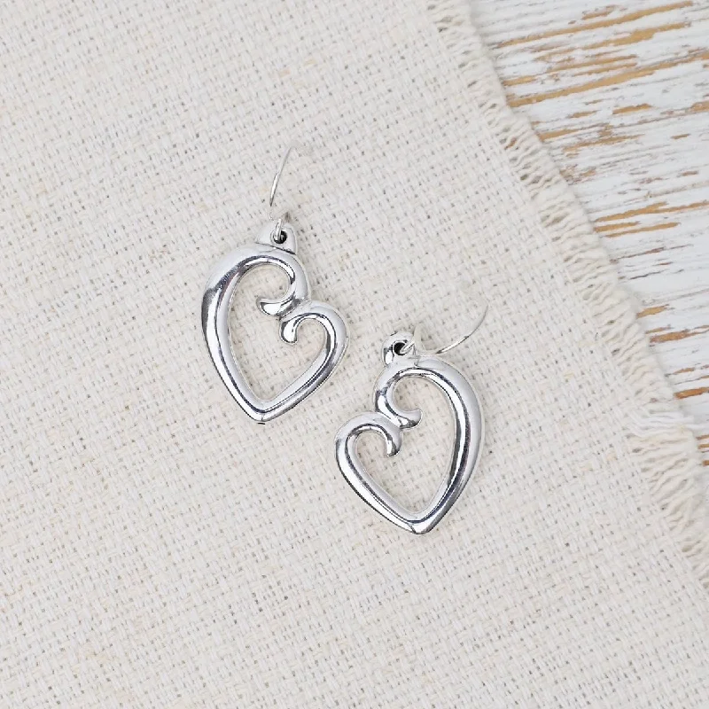 Electroform Slanted Heart Dangle Earrings