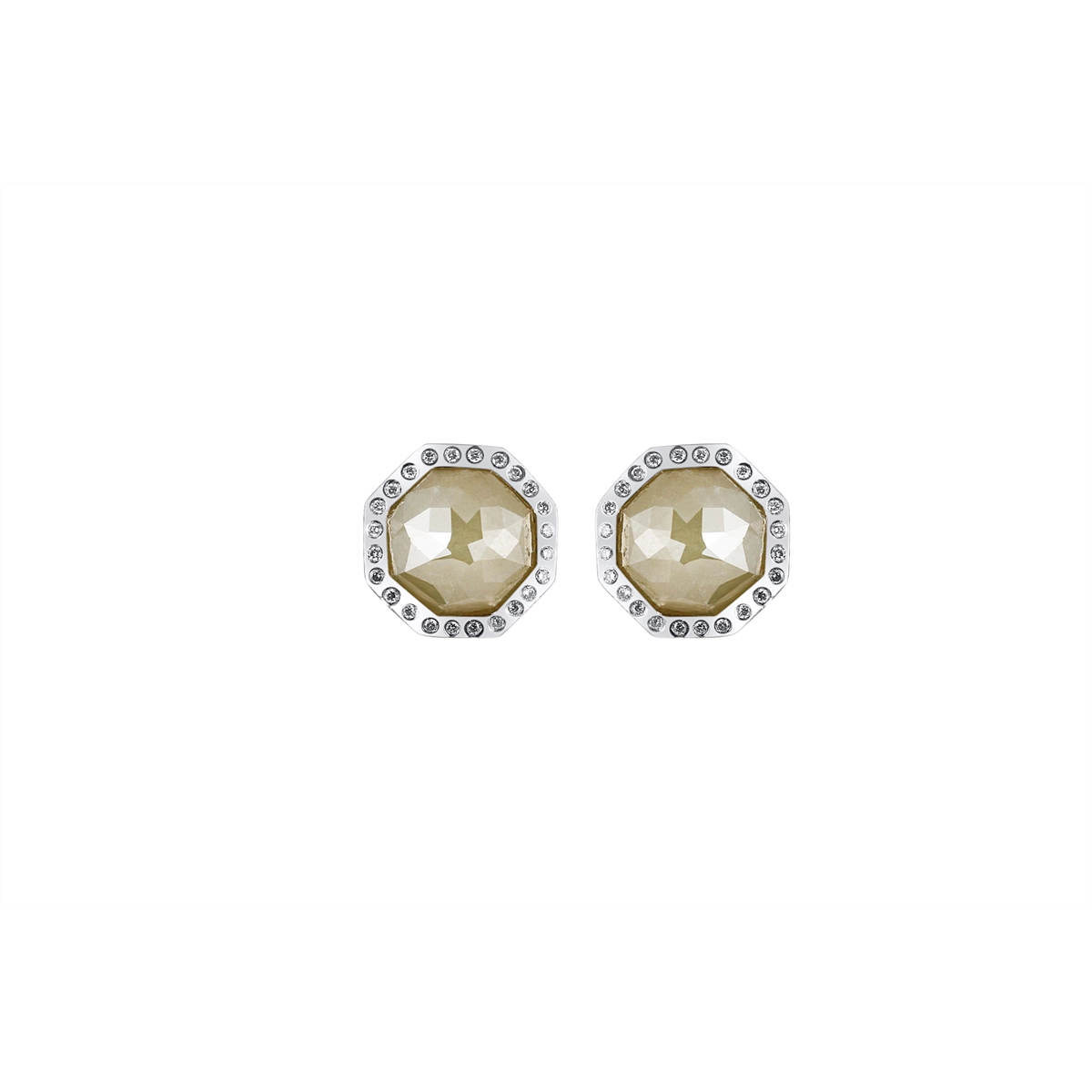 Todd Reed Palladium Fancy Cut Diamond Earrings, Octagon Halo