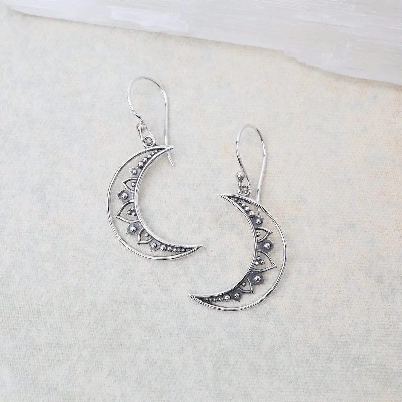 Mandala Moon Dangle Earrings