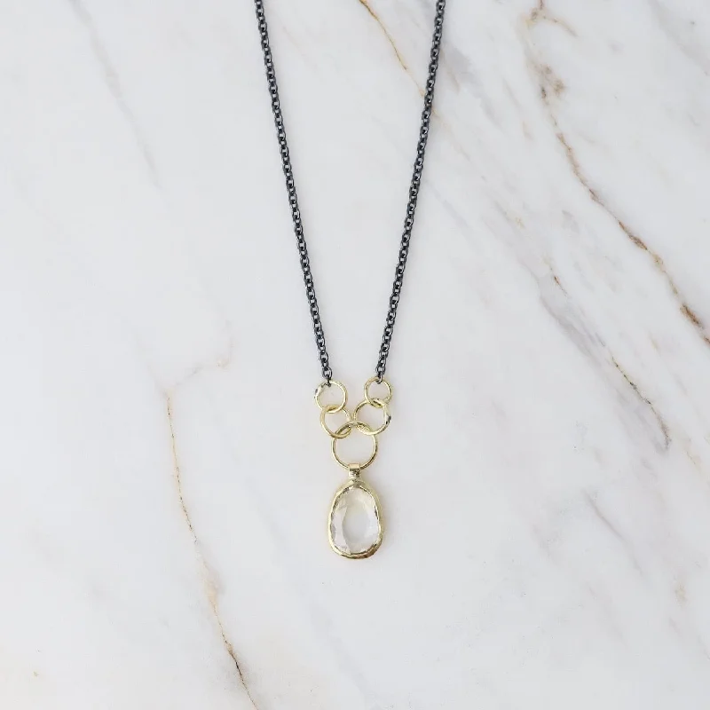 Free Form Rose Cut White Sapphire Necklace