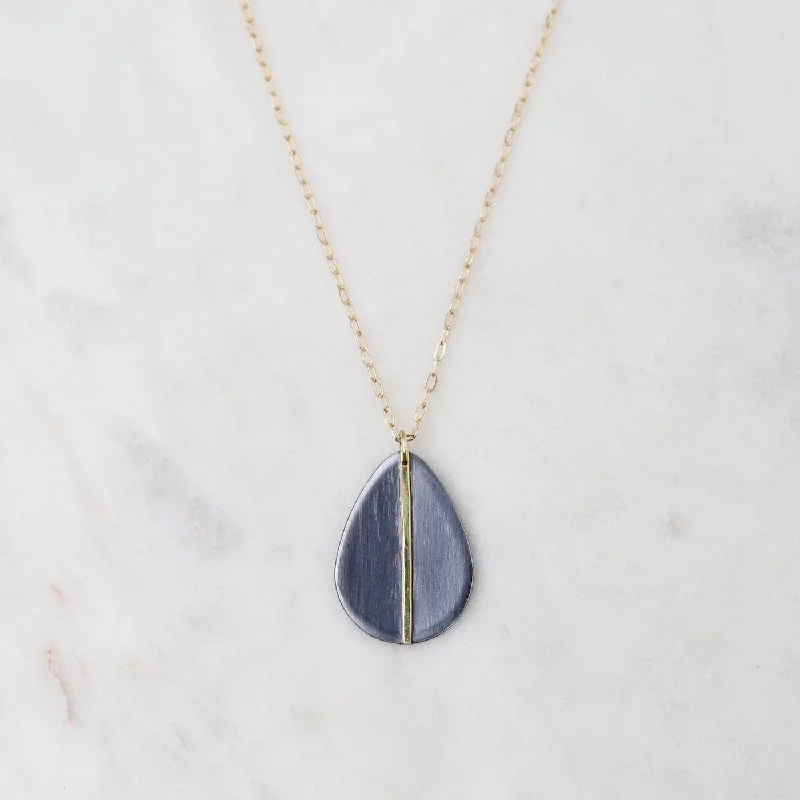 Two Tone Mod Teardrop Necklace