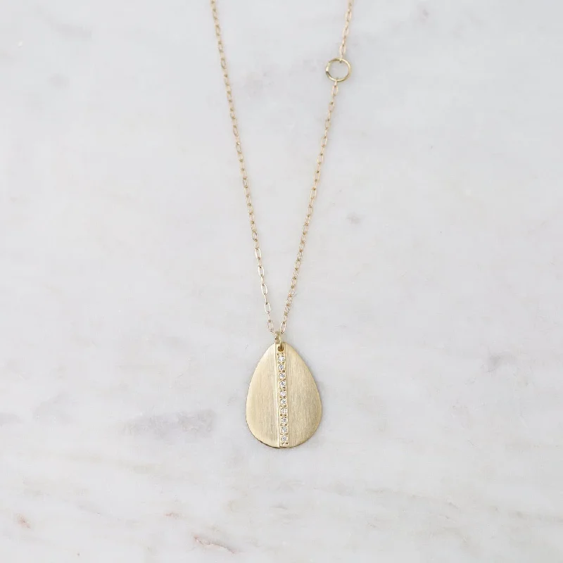 18k Mod Pavé Teardrop Necklace