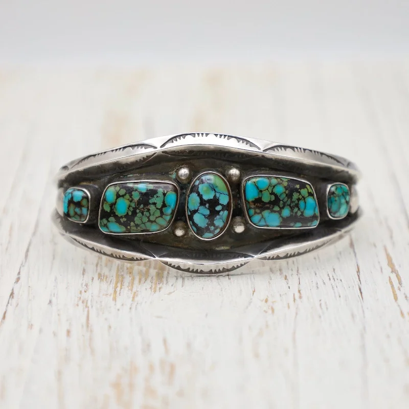 Blue-Green China Mountain 5-Stone Turquoise Cuff