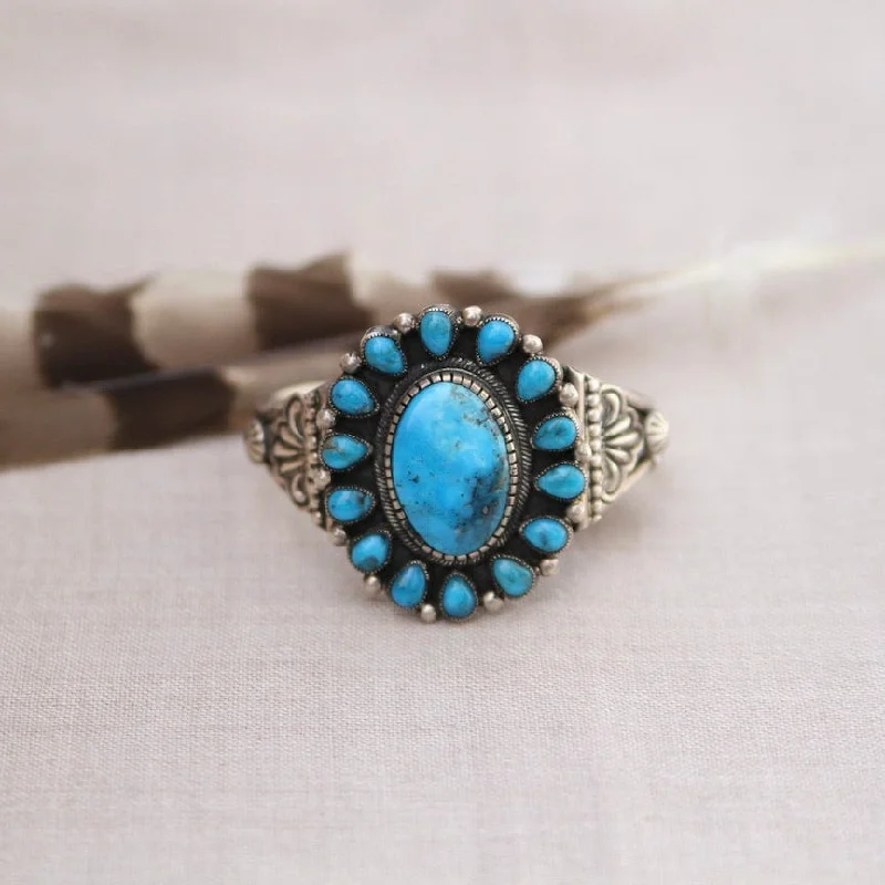 Morenci Turquoise Center Cluster Cuff Bracelet