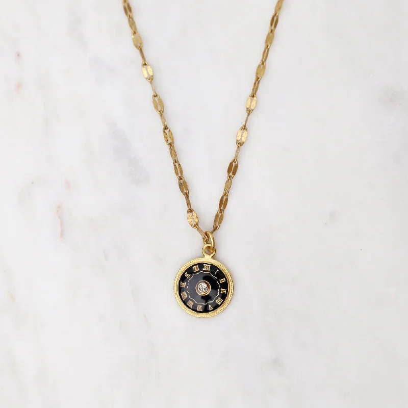 Black Enamel Dot Necklace